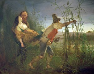 Garibaldi trägt seine sterbende Anita durch die Sümpfe von Comacchio